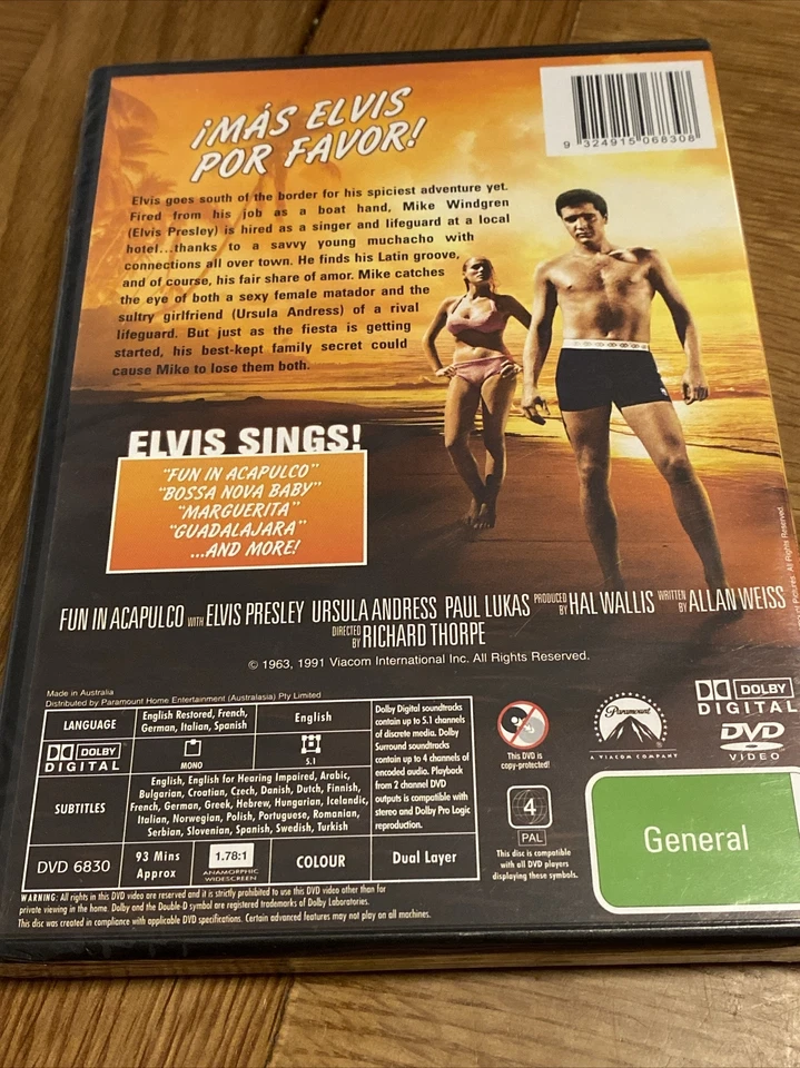 Fun In Acapulco Region 4 DVD Elvis Presley Ursula Andress Brand New And Sealed - image 2 of 2