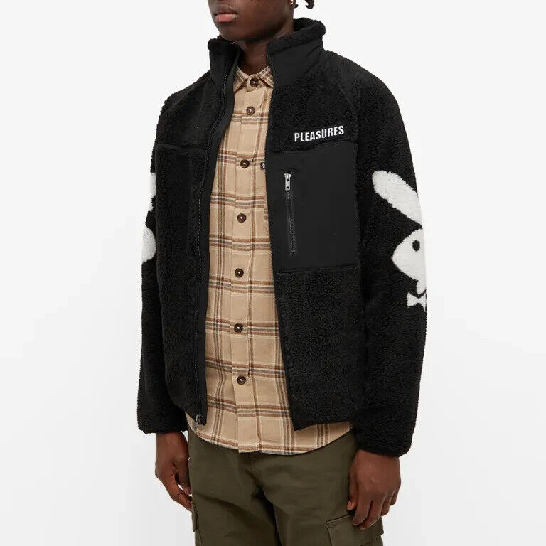 PLEASURES x PLAYBOY 2021 - BUNNY SHERPA ZIP JACKET, Black PLEASURES x PLAYBOY 2021 - BUNNY SHERPA ZIP JACKET, Black