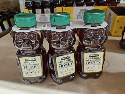 Three Bottles Kirkland Signature Organic Raw Unfiltered Honey 24 oz Each