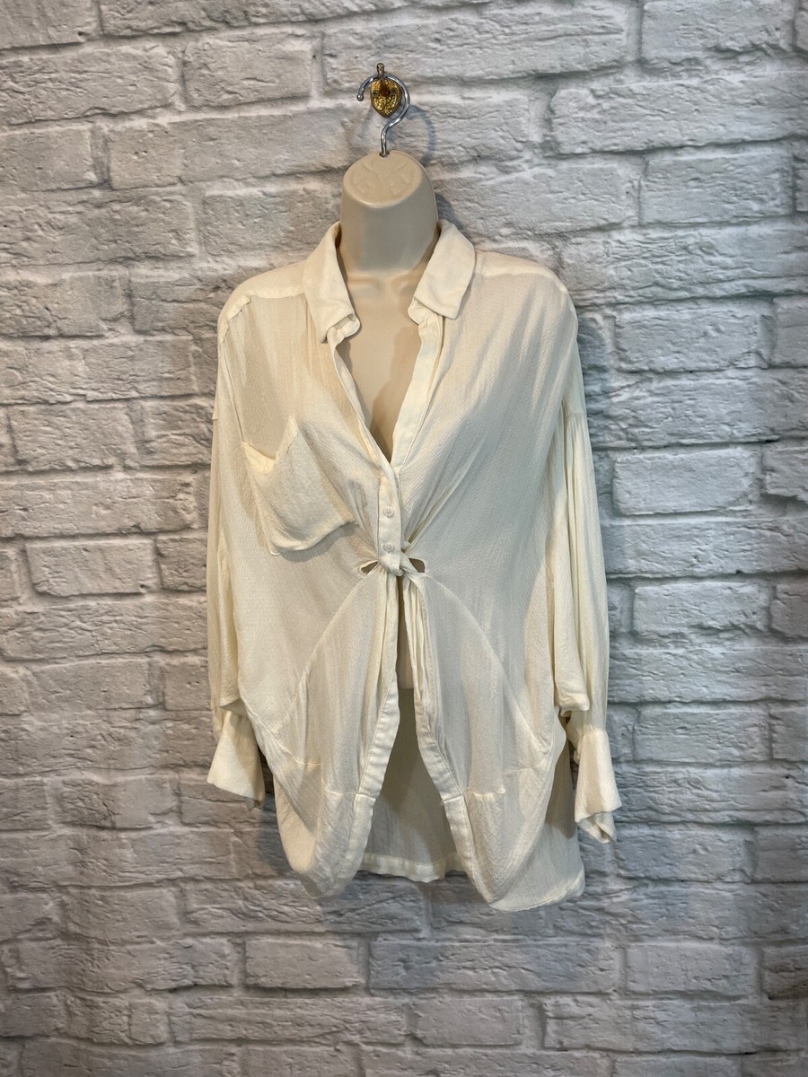 Blouse Free People 'Say You Love Me' - Couleur Ivoire/marine - Taille L - Imprimé Floral - Neuf Avec étiquette