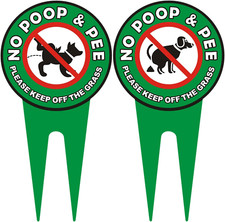 2 PCS No Dog Poop Signs for Yard, 12 X 6 Inch Double Sided PLEASE KEEP off the G