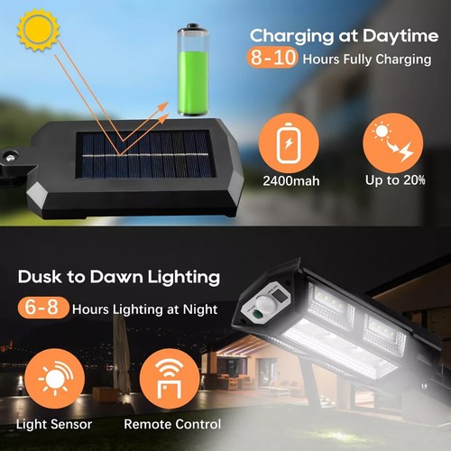 43 LED Solar Wall Light Motion Sensor Outdoor Garden Security Street Lamp USA - Bild 4 von 18
