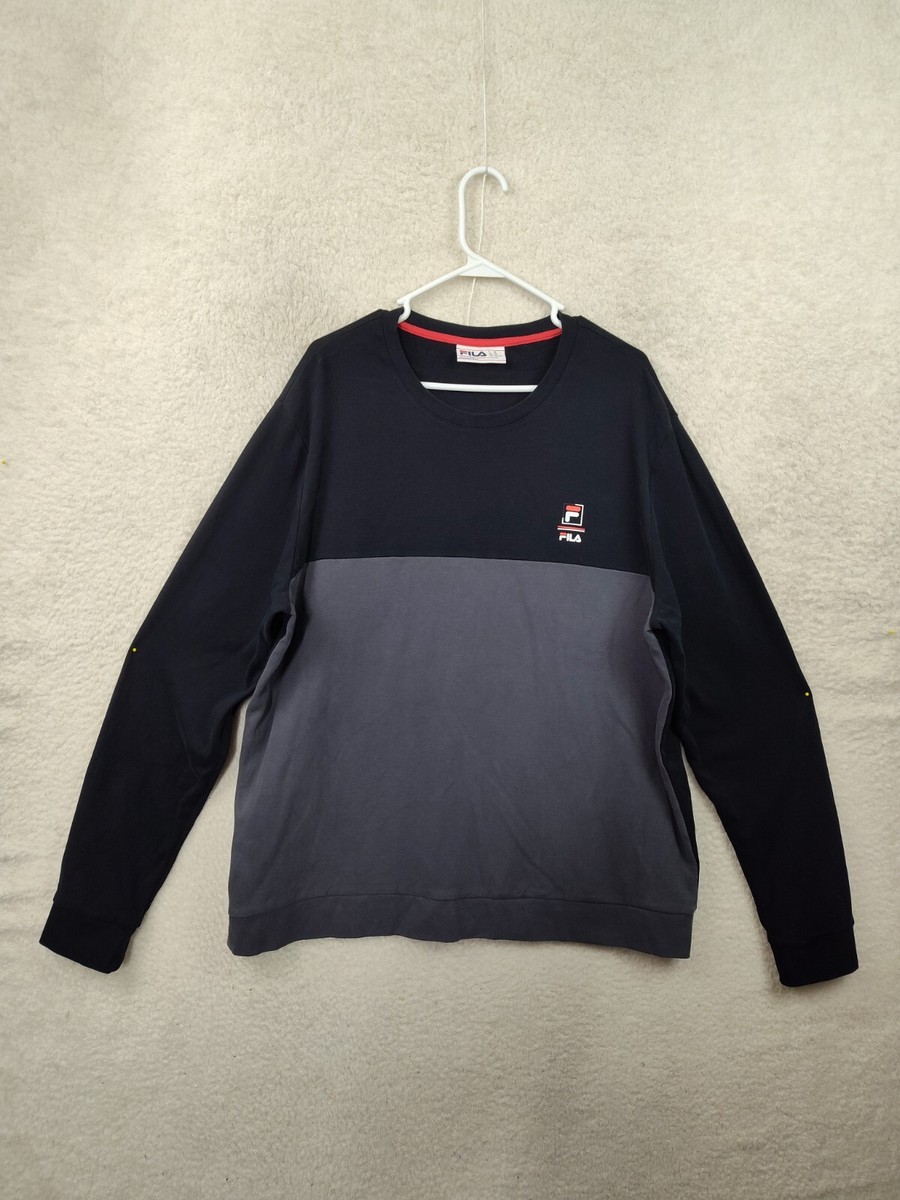 Fila Men Sweatshirt XXL Gray Cotton Spandex Long Sleeve Crew Neck