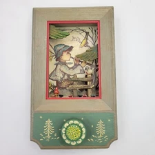 Vintage Thorens Movement Edelweiss Hummel Boy Shadowbox Musical Wall Hanger EUC 