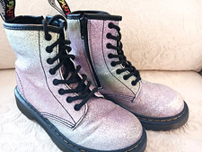 Dr Martens Docs Iridescent Rainbow Glitter Sparkle Combat Boots Sz 31 EU 13 US