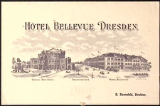 1920s Hotel Bellevue Dresden GERMANY Illustrated Bilingual Room Rate Brochure
