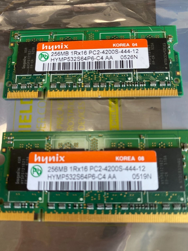 HYNIX  256MB 1Rx16 PC2-4200S - 444-12 - HYMP532S64P6  x 2 Laptop  Memory Modules - Image 4 of 4