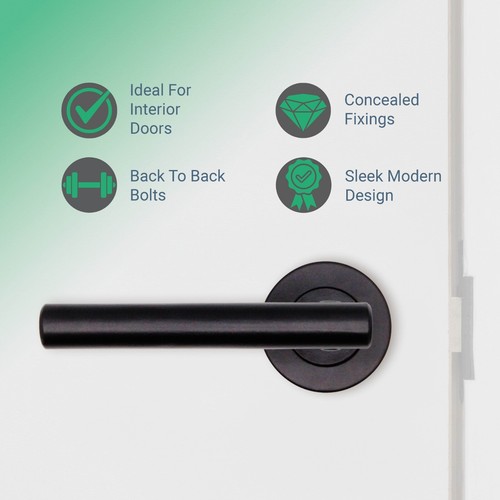 Black Internal Door Handle Sets T-Bar - Bathroom Lock, Latch & Lock Packs - Picture 52 of 57