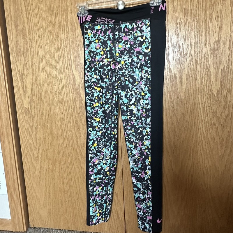 Girls Nike Athletic Black/Multicolor 010 Pink Teal Leggings Size L CJ7602