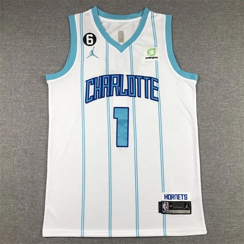 Men's Vest Charlotte Hornets NO.1 Ball Adult Sports Top Stitched - Picture 7 of 48