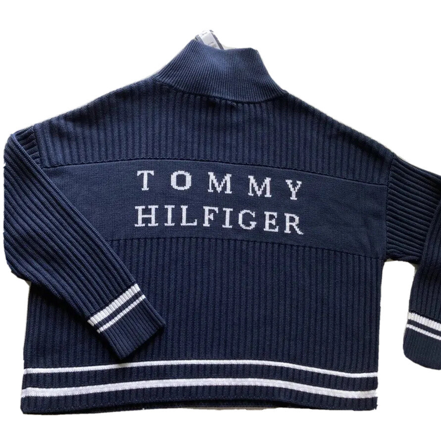 Tommy Hilfiger Women's $89 ESSENTIAL SIDE-ZIP TURTLENECK  BLUE SWEATER 2XL