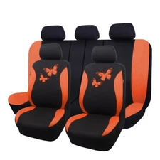 Universal Car Seat Covers Rear Split Black Orange Butterfly Mesh Auto Interior