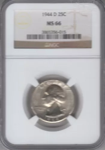 1944-D WASHINGTON QUARTER NGC CERTIFIED MS66 DEEP FROSTY WHITE COIN