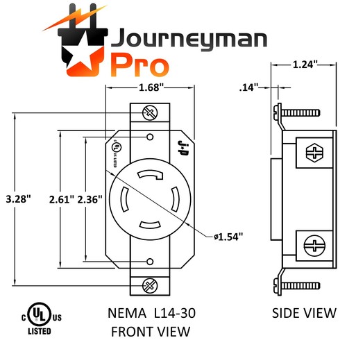 Twist Lock 2710 30A, 250V, Locking Receptacle Outlet L14-30R, SS Faceplate Cover - 第 8/14 張圖片