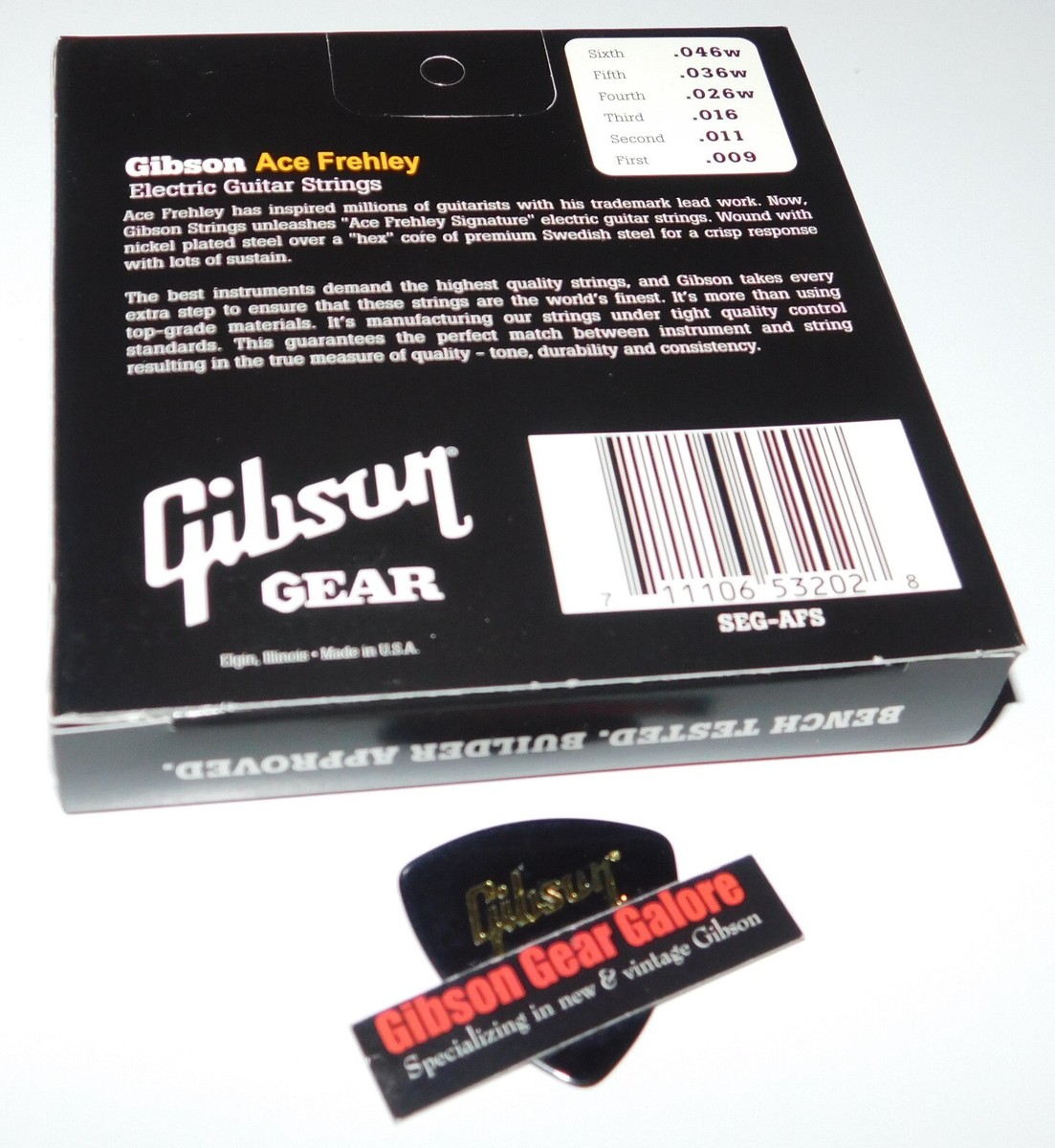 Gibson Ace Frehley Guitar Strings 9/46 NPS Wound Signature Gauge