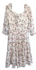 Baltic Born Marta Smocked Midi Dress Peasant Floral Tiered Cottage Size XL