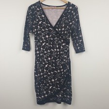 Phase Eight Dress Womens UK 12 Black Faux Wrap Knit Spotted Smart Workwear Party