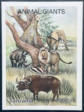 TANZANIA THE BIG FIVE WILD ANIMALS IMPERF STAMPS SS MNH 2003 WILDLIFE LEOPARD 1