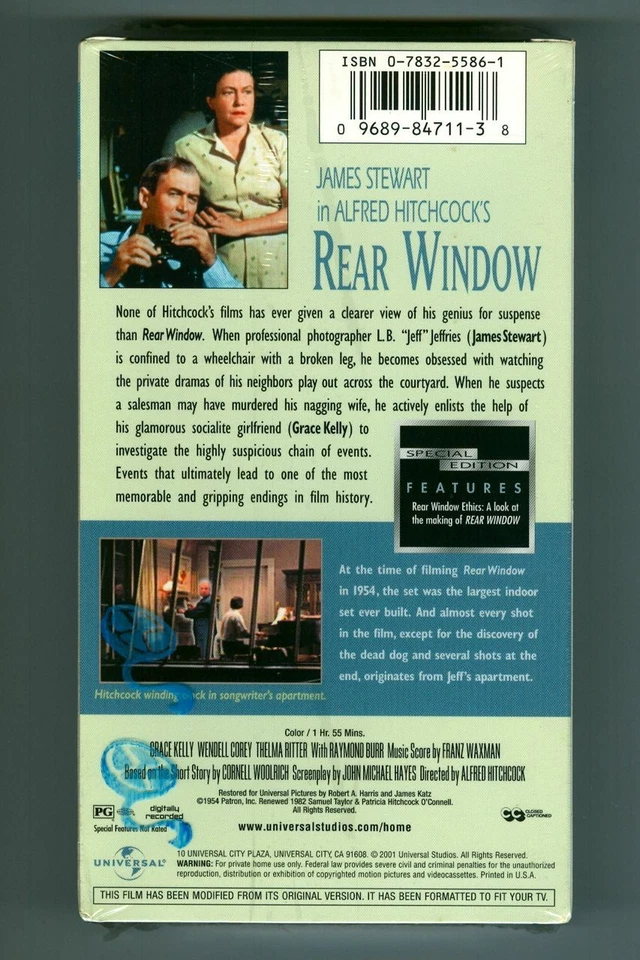 Alfred Hitchcock's REAR WINDOW! New VHS Movie! James Stewart! Grace Kelly! - Image 2 of 2