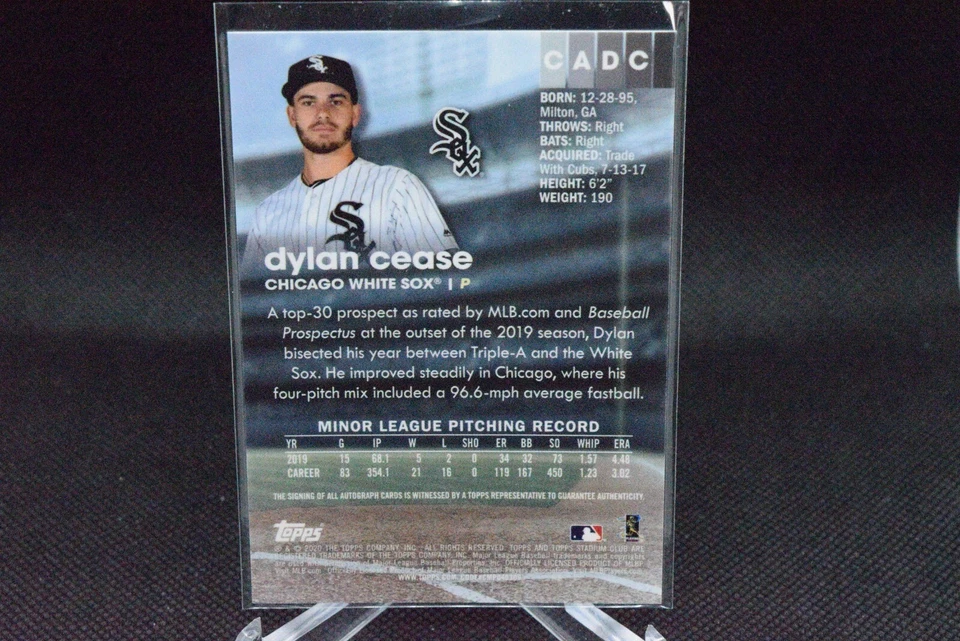 Dylan Cease #CADC - 2020 Topps Stadium Club Chrome - Auto - Rookie - Image 2 of 2