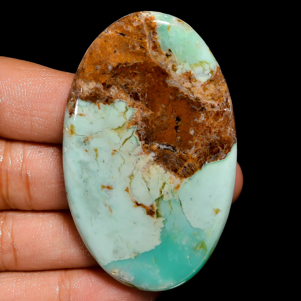Natural Bio Chrysoprase Oval Shape Cabochon Gemstone 104 61X37X6 mm  EE-30421