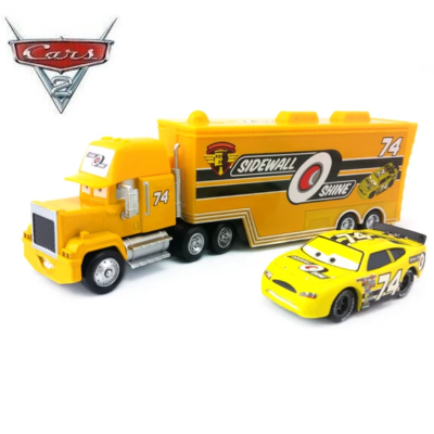 2Pack Disney Pixar Cars No.74 Sidewall Shine Hauler Truck Diecast