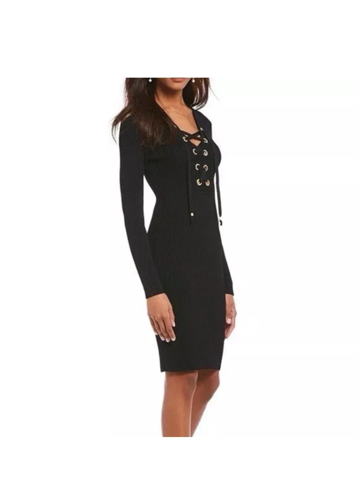 Maglione Michael Kors M elasticizzato nero cravatta stringata a costine FANTASTICO