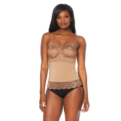 Rhonda Shear Lace Overlay Camisole in Nude 590-151 ,Size Small