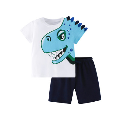 Sommer Kinder Jungen T-Shirt Top Shorts Kleinkind Dinosaurier Urlaub Outfits Set Kleidung