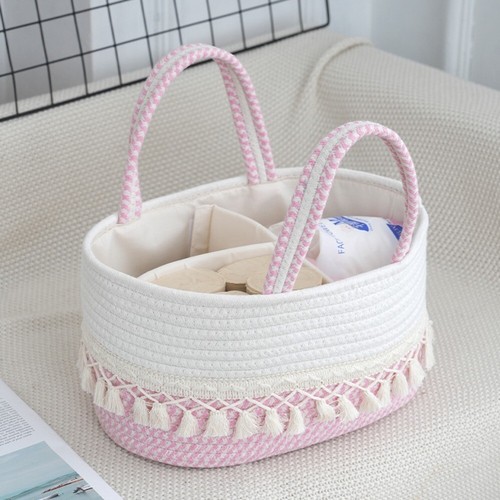 Multifunctional Baby Diaper Storage Basket Tassel Tote Bag Travel Out - Picture 13 of 16