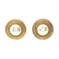 Chanel Gold Plated Faux Pearl Earrings