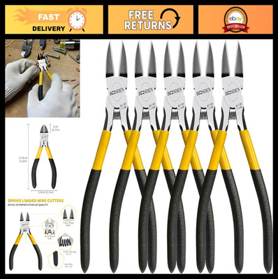 5'' Precision Wire Cutters Set - 5 Pack Ultra Sharp Snips, Spring Loaded Diagonal