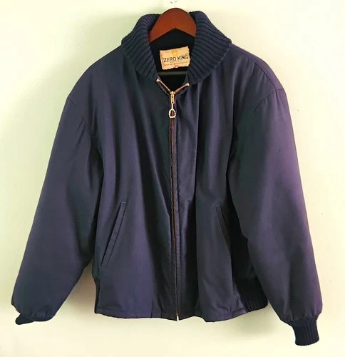 Zero King Men's Navy Nylon Bomber Jacket Zip Windproof  Water Resistant 44 video thumbnail