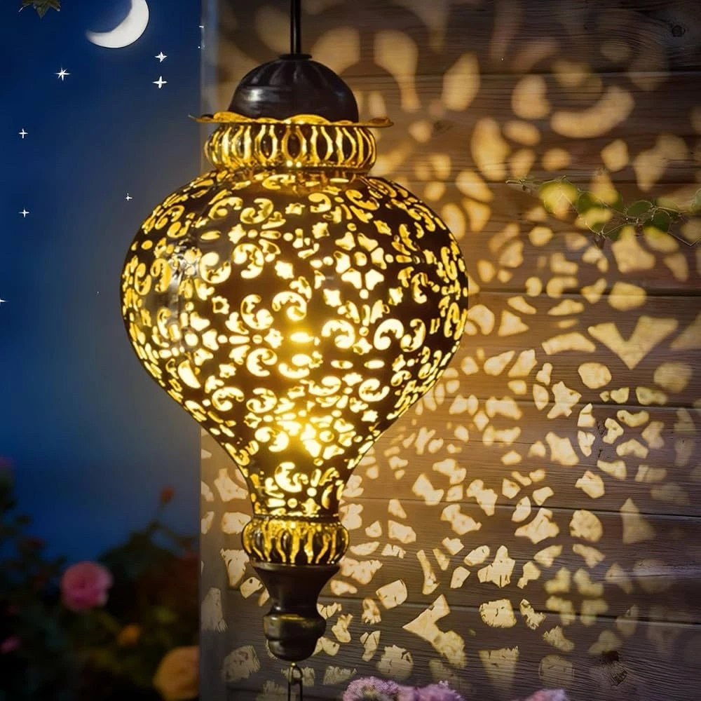 Solar Lanterns Outdoor Waterproof, Garden Decor for Yard, Moroccan Hanging La...