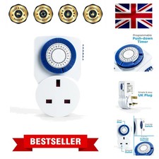 STATUS Timer Switch Square 24 Hour Segment Timer Light Switch White UK Plug