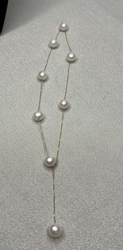 Real 18ct Gold Freshwater Pearl Necklace Au750 Hallmarked - Picture 6 of 7