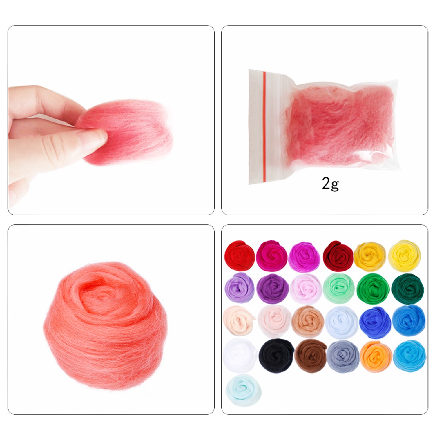 Needle Felting Kit Wool Roving 25 Colors Set Needle Felting Starter Kit Fibre