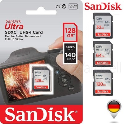 SanDisk Ultra SD Speicherkarte 16GB 32GB  64GB  128GB 256GB