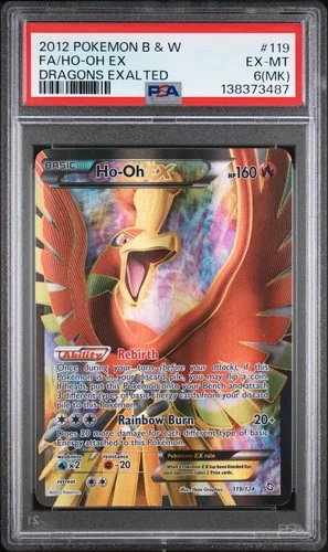 2012 POKEMON B&W DRAGONS EXALTED #119 FULL ART/HO-OH EX PSA 6 MK