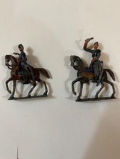 Vintage Pair of 3-Dimensional Lead Soldiers on Horseback Figures TY96
