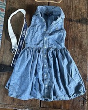 Cute Polo Ralph Lauren Girls 4T Blue Denim Sleeveless Collared Dress Belt