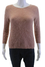 Roberto Collina Womens Pullover Brown Angora Blend Round Neck 3/4 Sleeve Size S