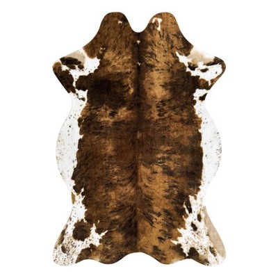 Small Faux Cowhide Rug Western Decor Cow Print Area Bedroom Brown 3.6x2.46ft