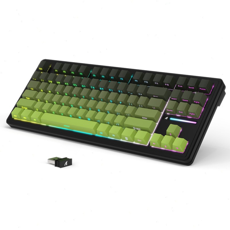 ATTACK SHARK M87PRO Wireless Mechanical Keyboard Side Printed PBT Keycaps Green