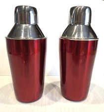 Pair of 12-ounce Red Stainless Steel Cocktail Shakers NWOT
