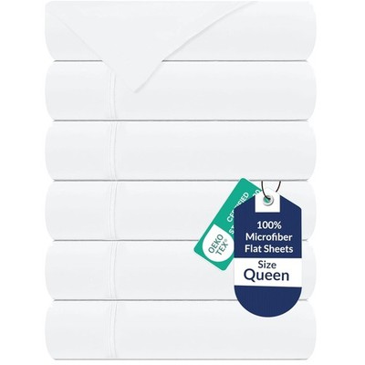 1800 Thread Count Flat Sheet Set - Queen Size 6 Pack
