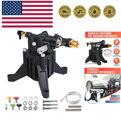 #ad Vertical Pressure Washer Pump Max 3400 PSI 2.5 GPM 7 8quot; Shaft Replacement Pu... $128.47
