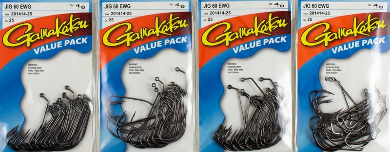 (LOT OF 4) GAMAKATSU 60 DEGREE EWG HOOK VALUE PACK 4/0 201414-25 K3236