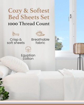 Good Sleep Bedding 1000 CT  100% Egyptian Cotton Sheet Fitted Twin XL Sateen Wv