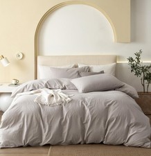 JIYUAN 100 Washed Cotton Duvet Cover Comfy Simple Style Solid Color Soft